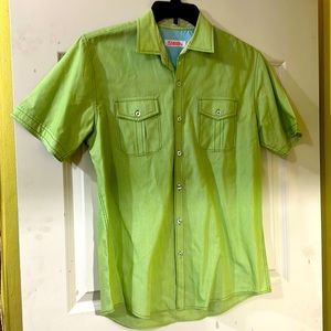 Michael Brandon Button Down Short Sleeve Shirt Light Green Men’s Size M